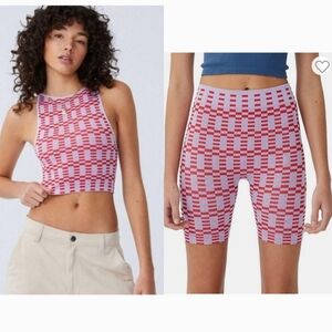 Cotton On Pink and Red Checker Halter Crop Top